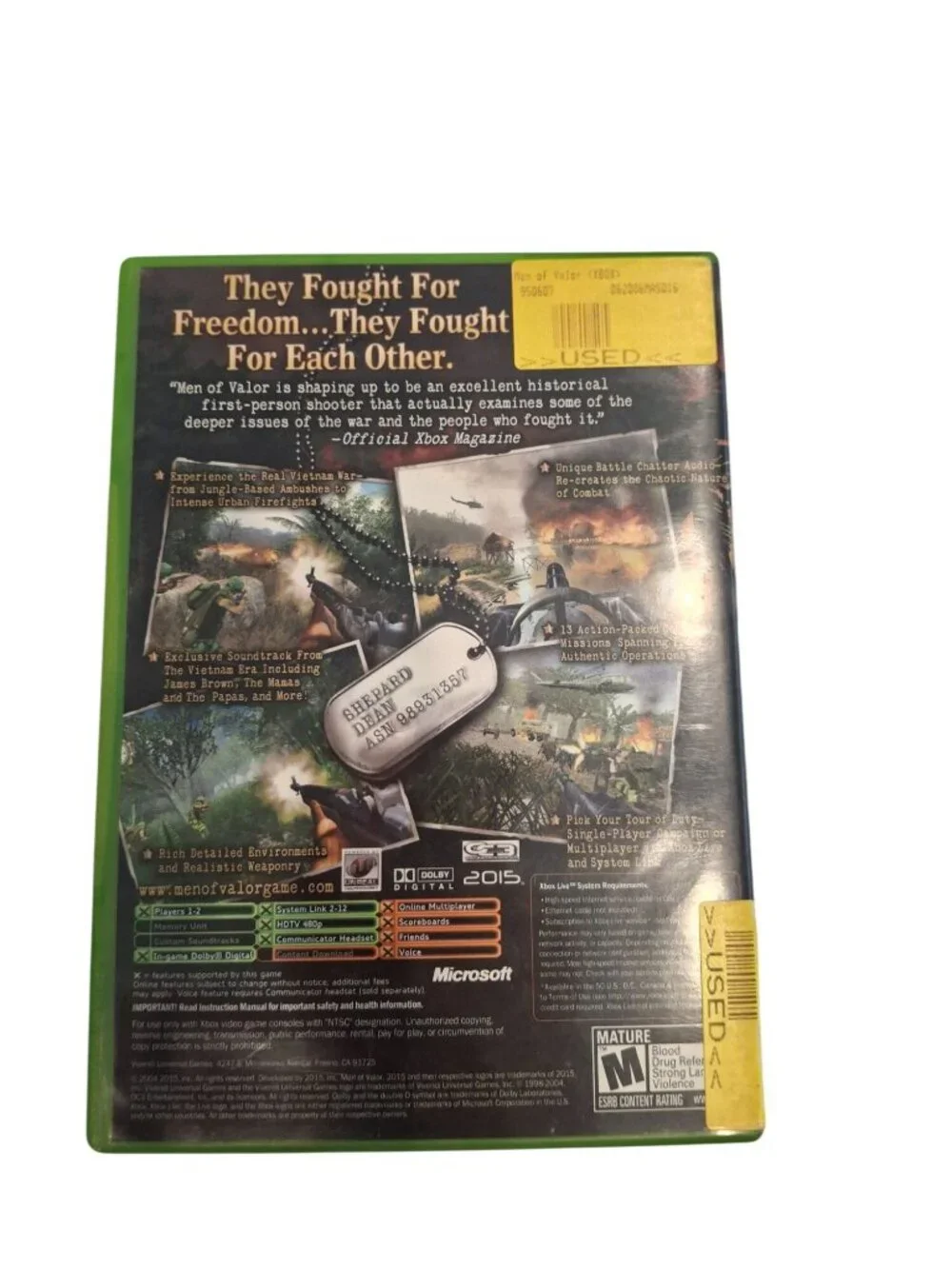 Men of Valor Original Xbox 2004 Vietnam War FPS Shooter CIB Game